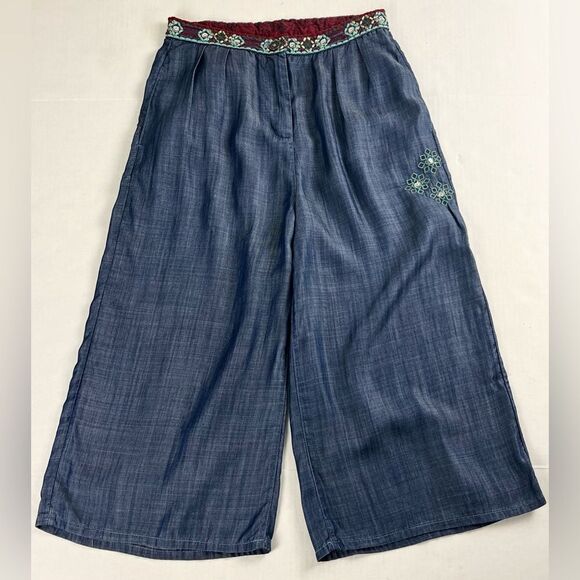 Desigual Embroidery/Sequences Wide Leg Cropped Pants - Picture 3 of 13